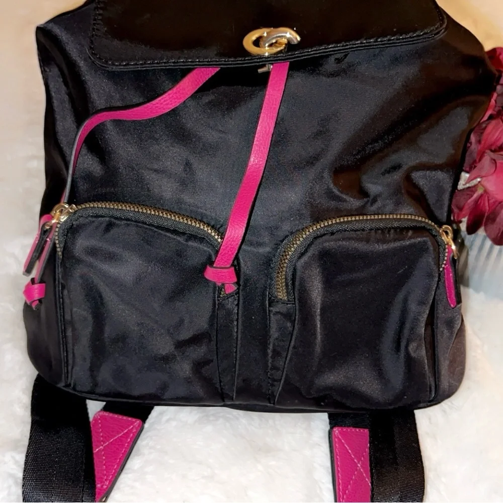 NEIMAN MARCUS Nylon and Pink Backpack